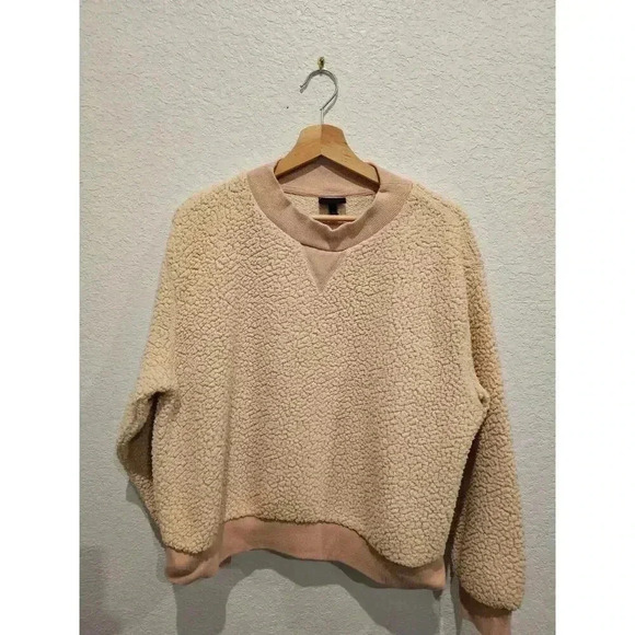 Who What Wear Women's Sherpa Long Sleeve Sweatshirt Creme Brulee Size XL - Picture 2 of 4